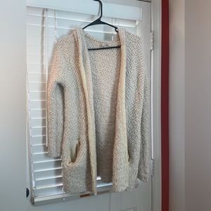 Fuzzy cardigan with hood